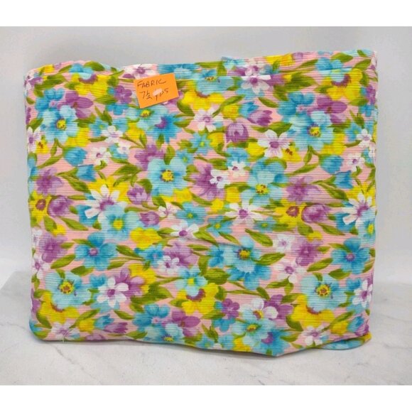 Vtg 1970s Fabric 36” Wide Floral Print 7.5 + yds Gauze Crinkle Stretch Bright